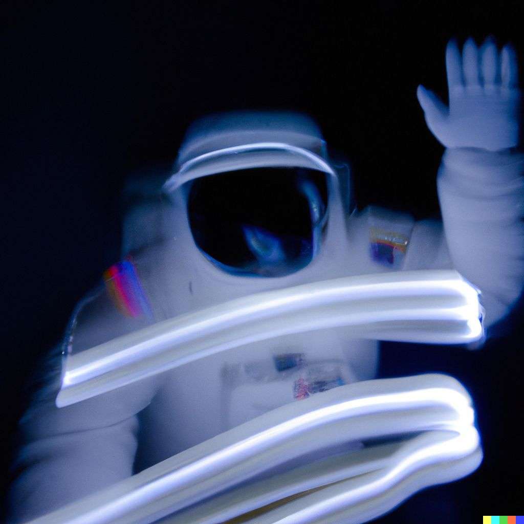 an astronaut, light painting